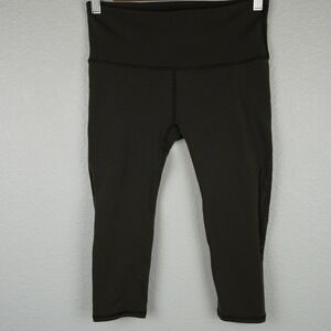 Lululemon Green Mesh Panel Cropped Leggings‎ Womens Size 6 High Rise